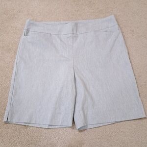 Hilary Radley Bermuda Shorts Women's Size 14 Grey Stripe White Stretch